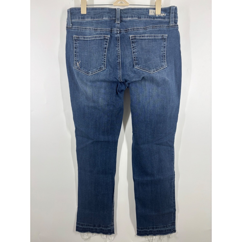 Kut from the Kloth Catherine Boyfriend Jeans Blue Frayed Hem Size 10 Medium Wash - Picture 2 of 4